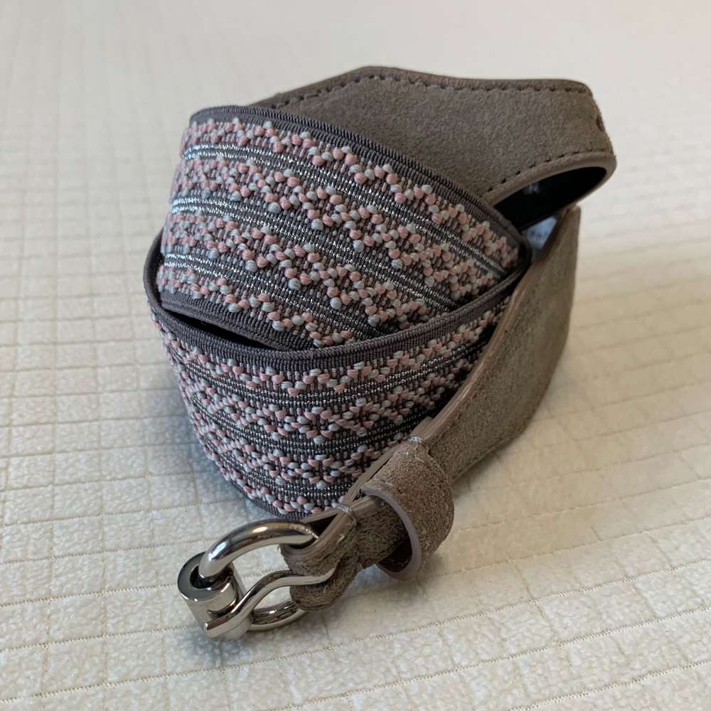 Loft woven elastic and leather belt